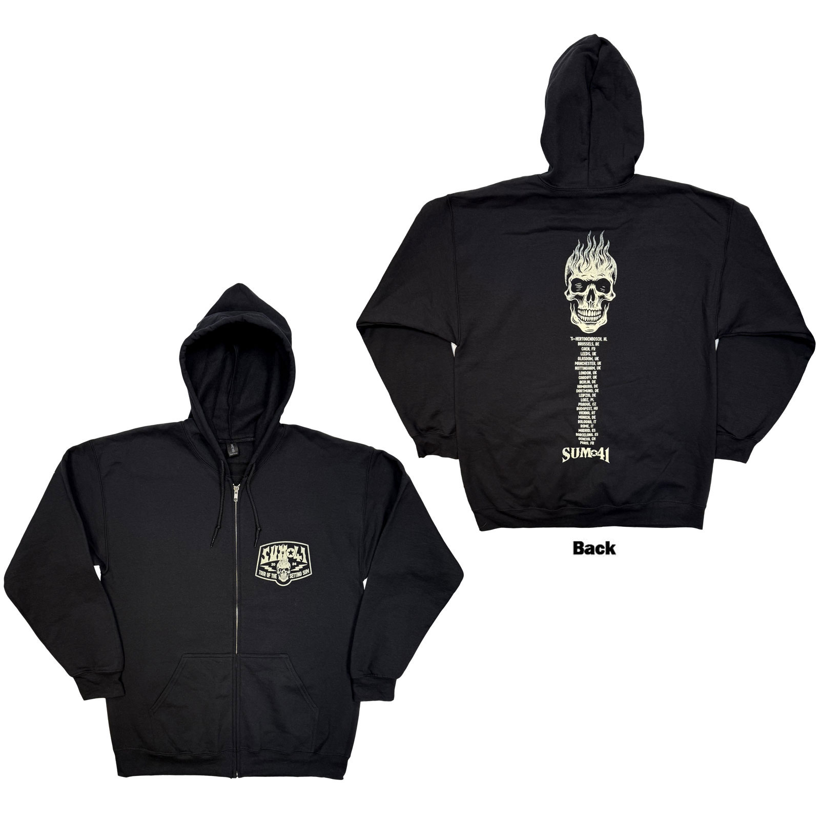 Mikina na zips Sum 41 - Tour '24 Pt.2 Pocket Logo & Skull, Unisex,Čierna,XXL