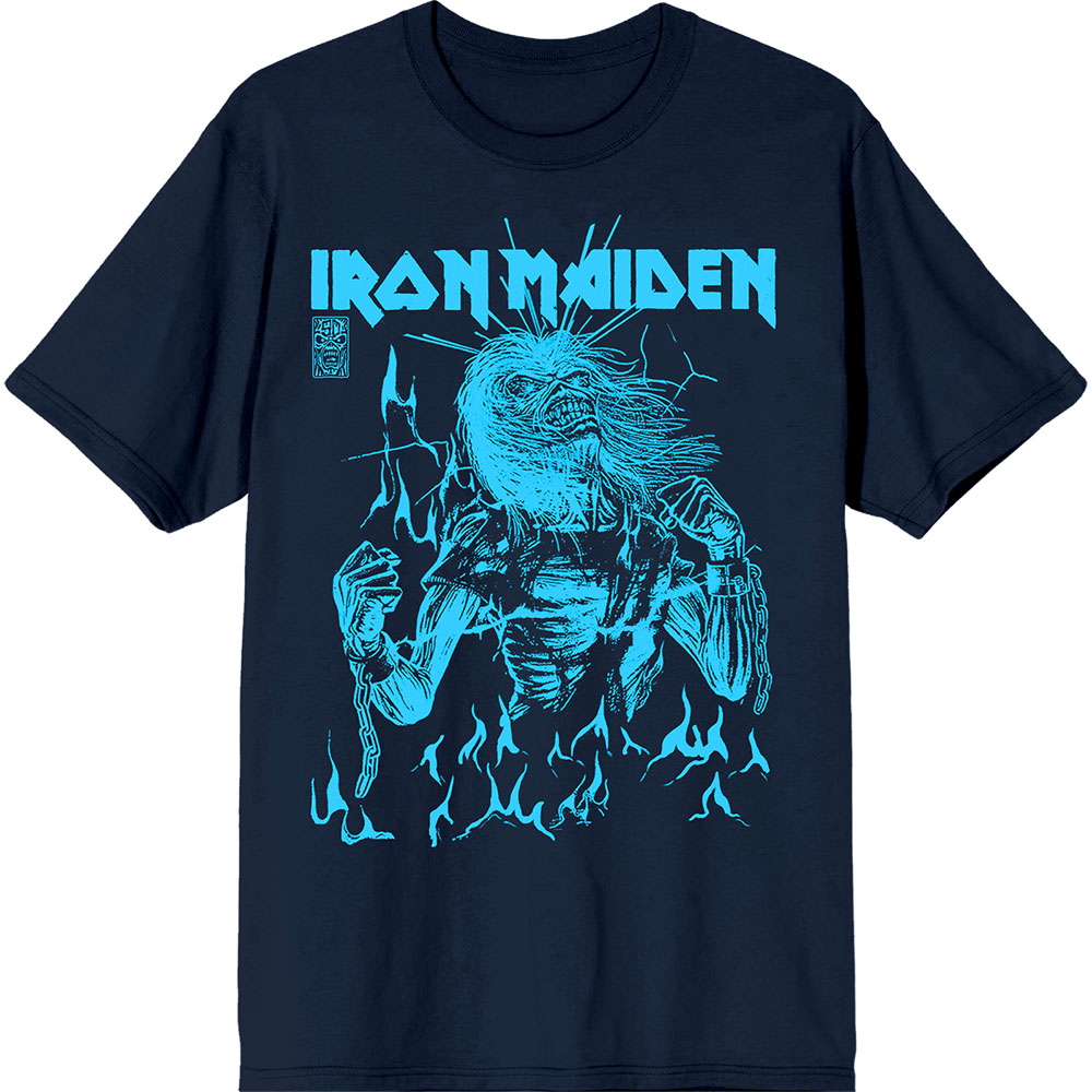 Tričko Iron Maiden - 50 Life After Death Flames Blue, Unisex,Modrá,XXL