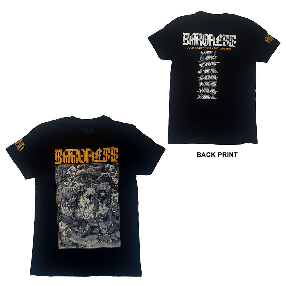 Tričko Baroness - Gold & Grey Dateback, Unisex,Čierna,S