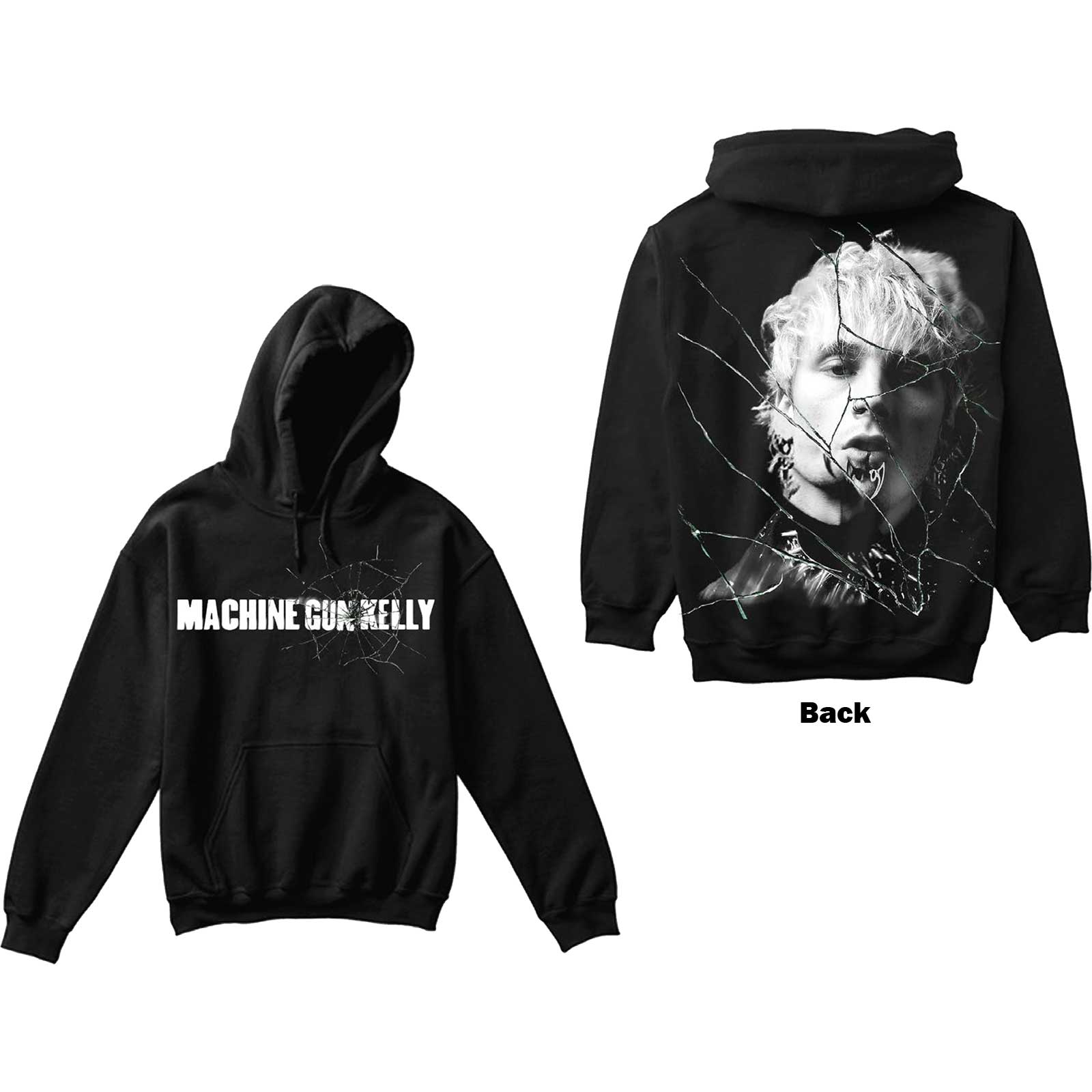 Mikina Machine Gun Kelly - Cracked Glass, Unisex,Čierna,XXL