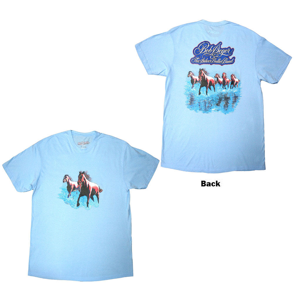 Tričko Bob Seger & The Silver Bullet Band - Horses, Unisex,Modrá,XXL