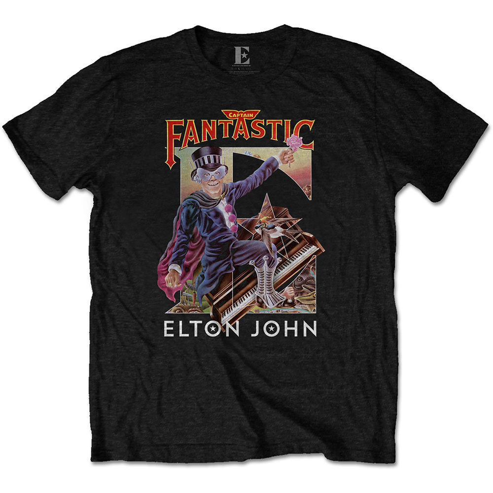 Tričko Elton John - Captain Fantastic, Unisex,Čierna,XXL