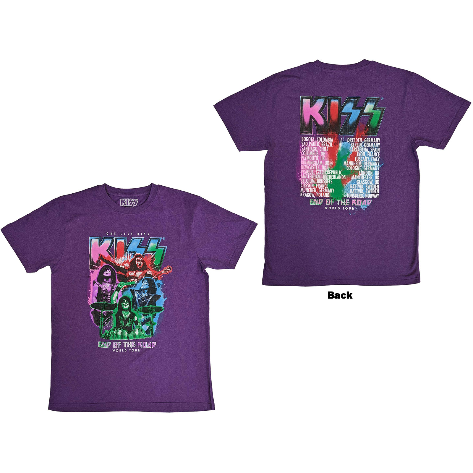Tričko Kiss - End Of The Road Colour Pop, Unisex,Fialová,XXL