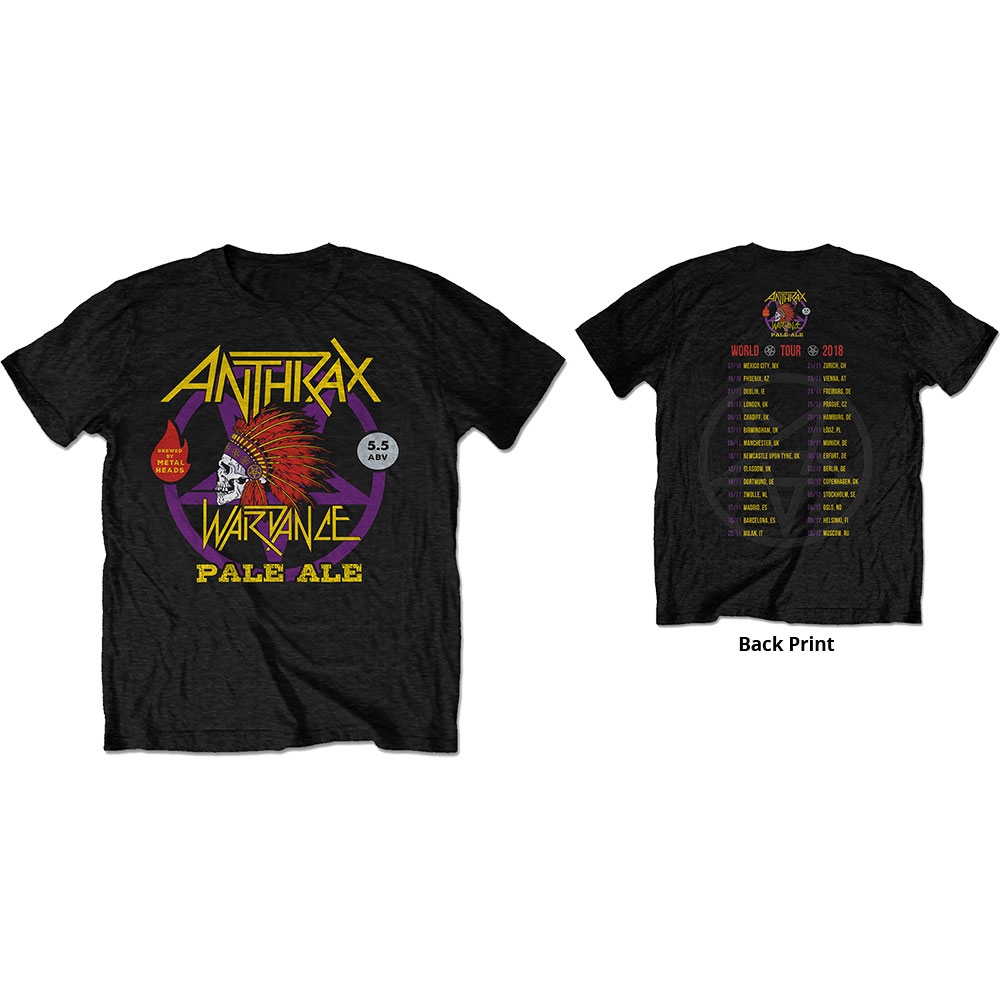 Tričko Anthrax - War Dance Paul Ale World Tour 2018, Unisex,Čierna,XXL