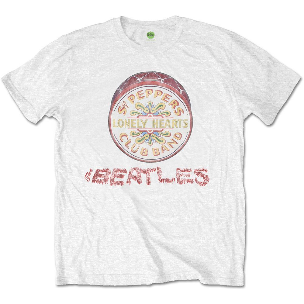 Tričko The Beatles - Flowers Logo & Drum, Unisex,Biela,L