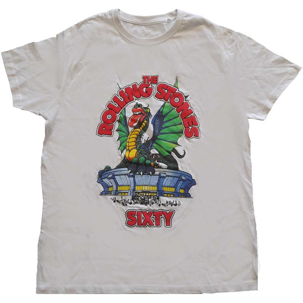 Tričko The Rolling Stones - Sixty Stadium Dragon, Unisex,Biela,XXL