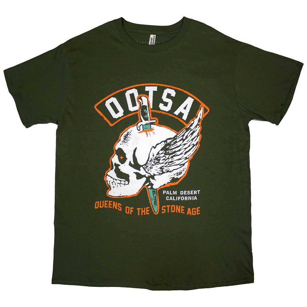 Tričko Queens of the Stone Age - Winged Skull, Unisex,Zelená,XXL