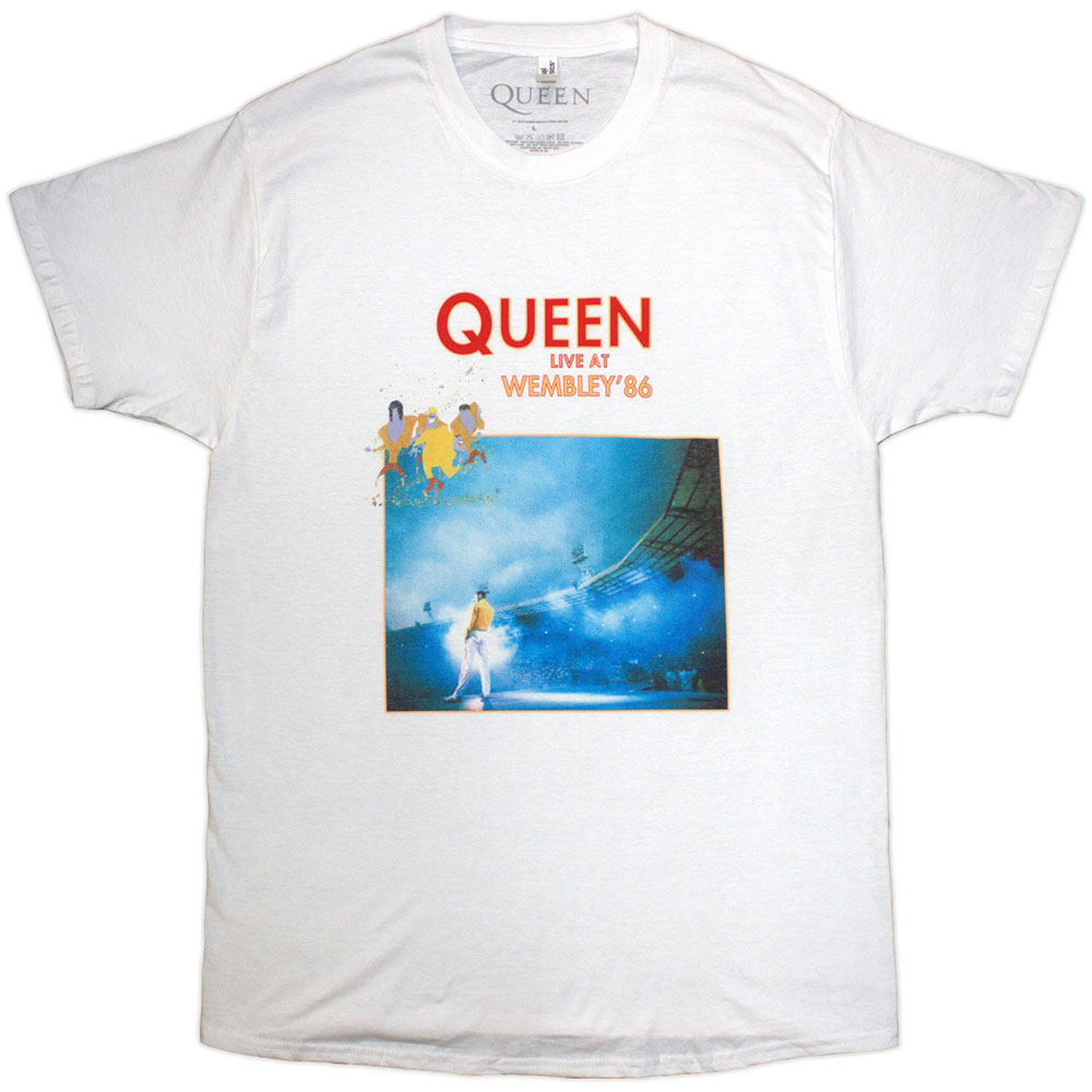 Tričko Queen - Wembley '86, Unisex,Biela,XXL