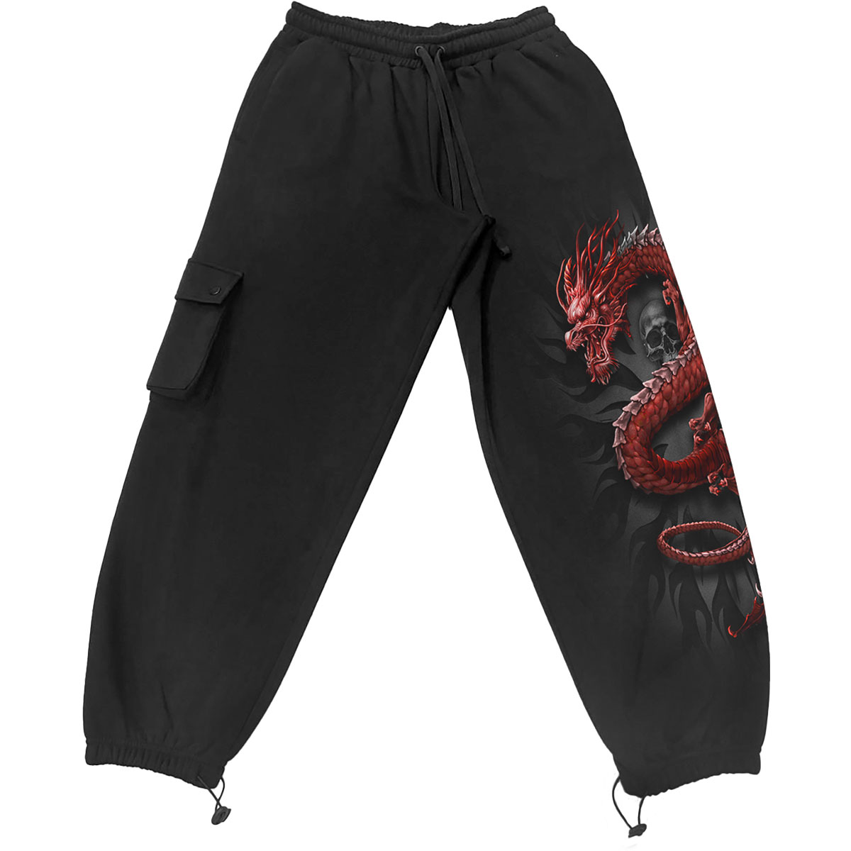 Tepláky Spiral Stairs - Unisex Cargo Joggers: Oriental Dragon (Black), Unisex,Čierna,S