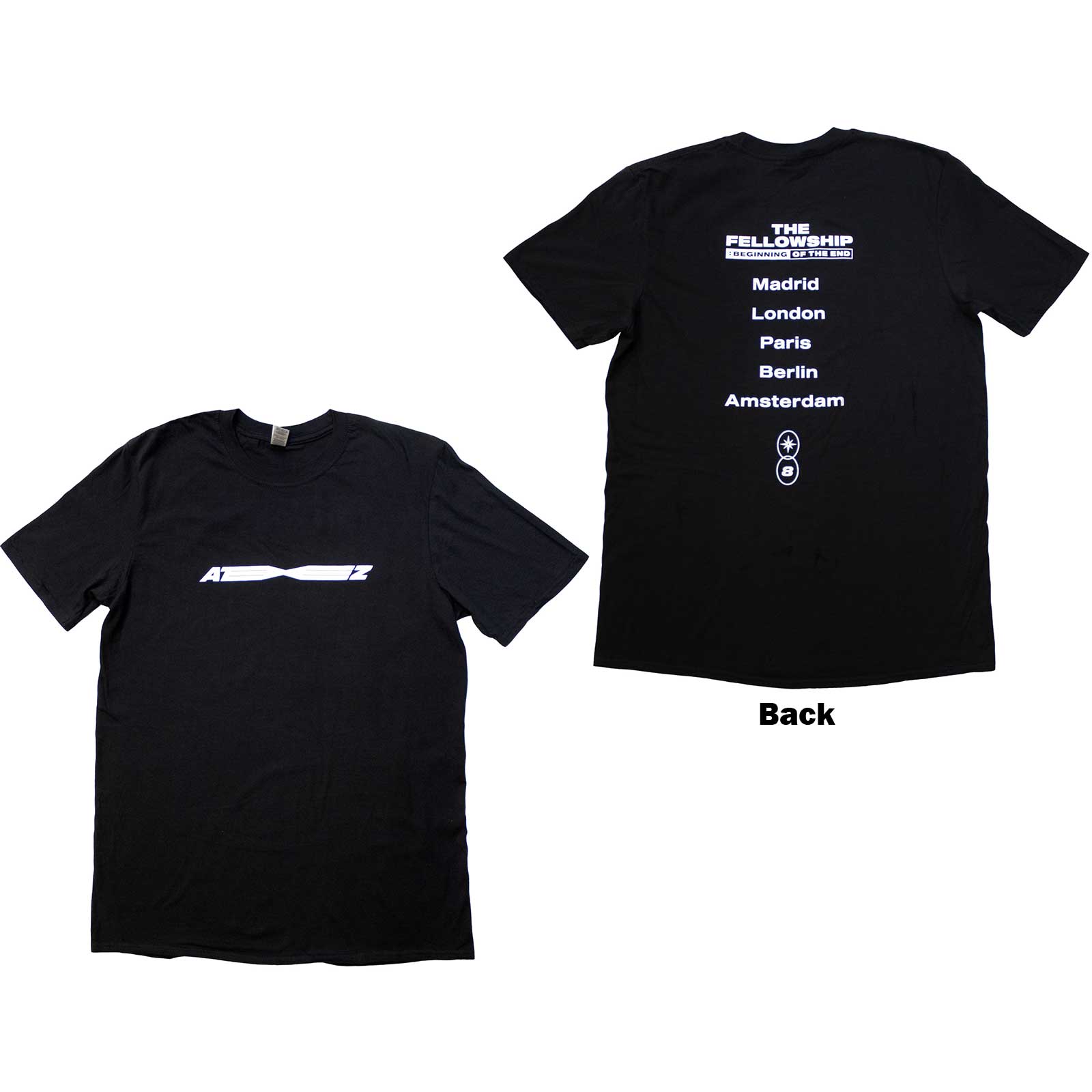 Tričko ATEEZ - Fellowship Tour Euro Logo, Unisex,Čierna,XL