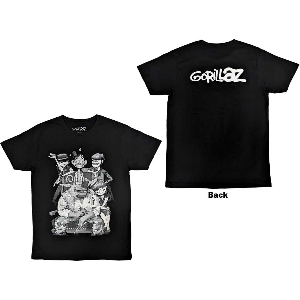 Tričko Gorillaz - George Spray, Unisex,Čierna,XXL
