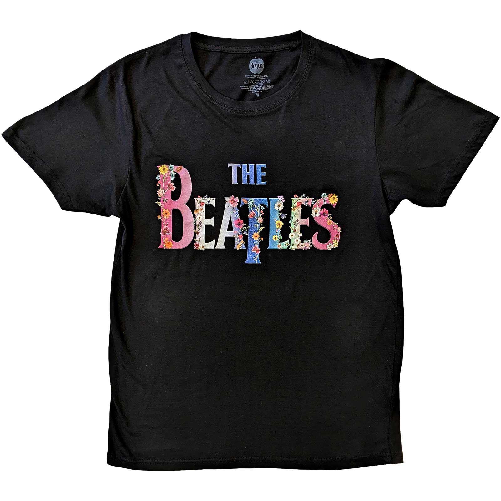 Tričko The Beatles - Floral Logo, Unisex,Čierna,XXL