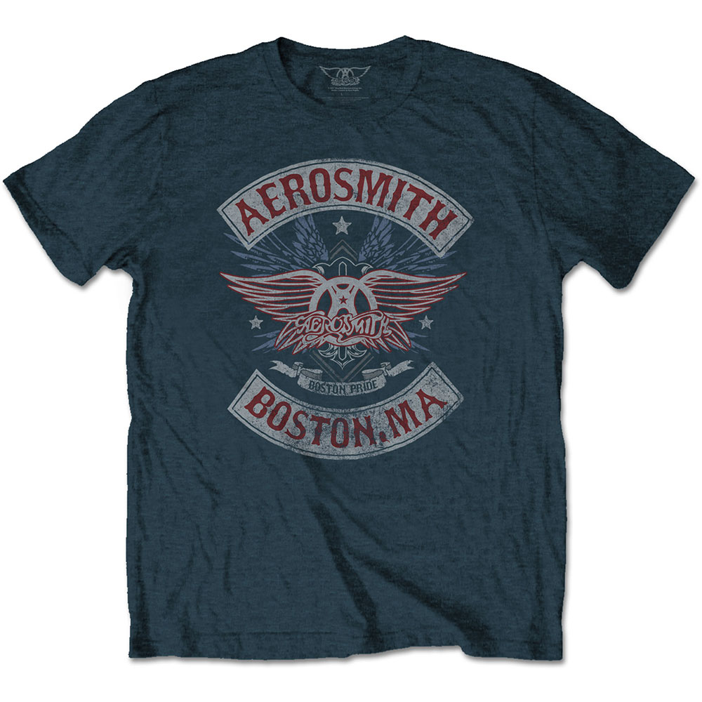 Tričko Aerosmith - Boston Pride, Unisex,Modrá,M