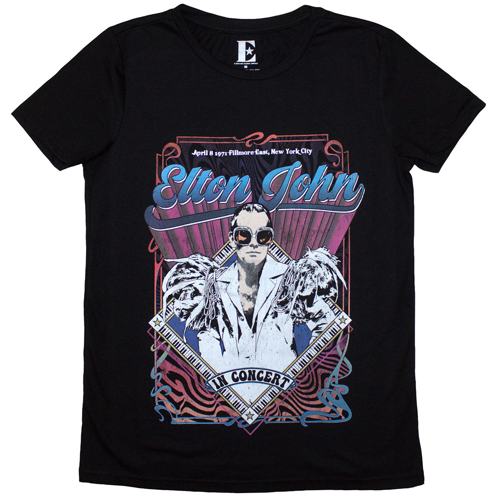 Tričko Elton John - Psych Vintage, Žena,Čierna,XXL