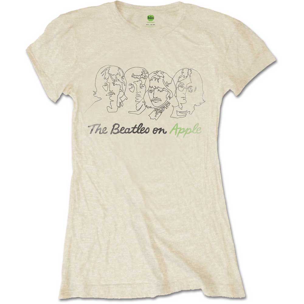 Tričko The Beatles - Outline Faces on Apple, Žena,Natural,XXL