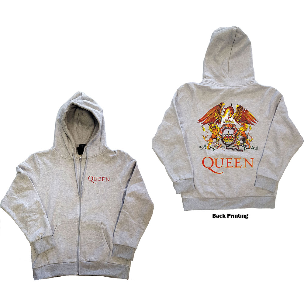 Mikina na zips Queen - Classic Crest, Unisex,Šedá,4XL