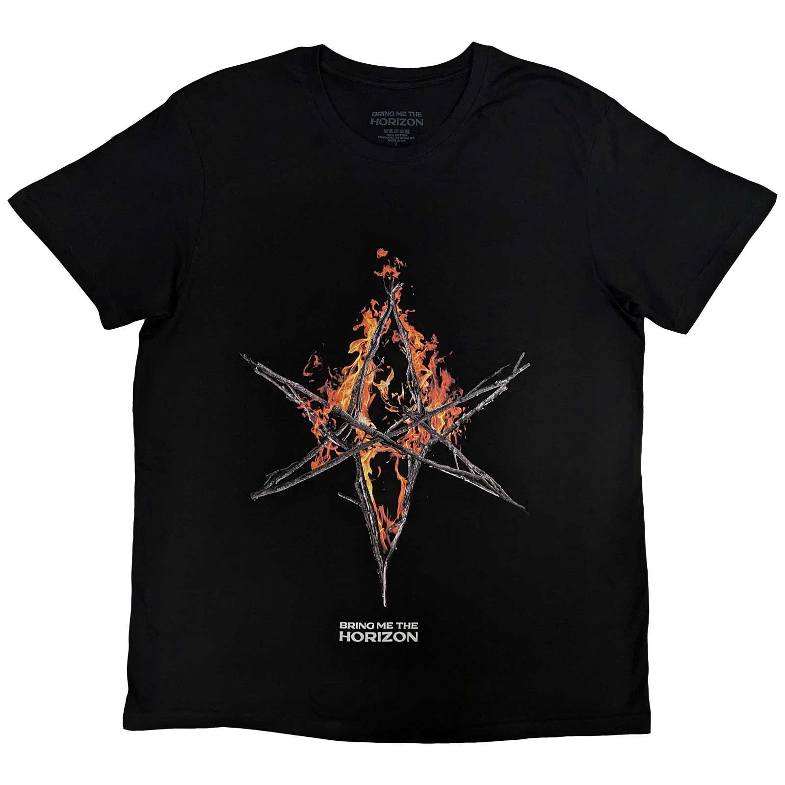 Tričko Bring me the horizon - Flame Hex & Text Logo, Unisex,Čierna,XXL