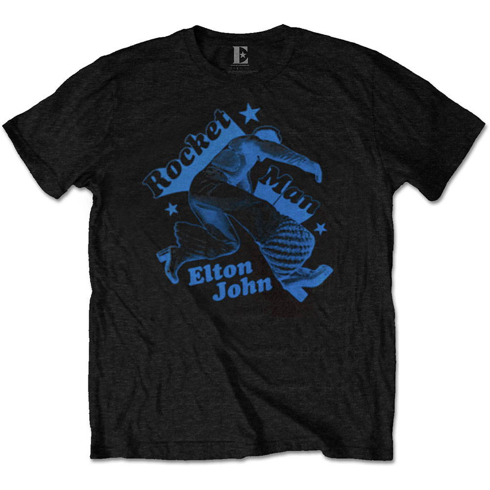 Tričko Elton John - Rocketman Jump, Unisex,Čierna,XL