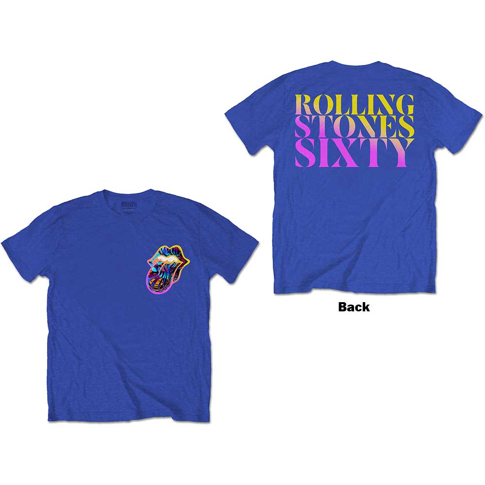 Tričko The Rolling Stones - Sixty Gradient Text, Unisex,Modrá,L