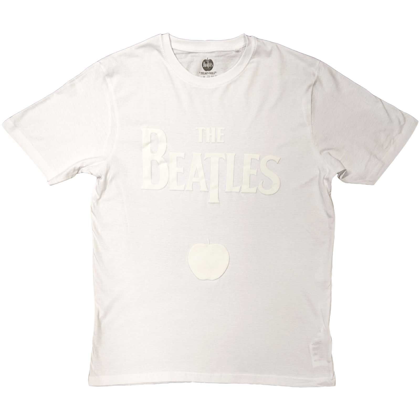 Tričko The Beatles - Logo & Apple, Unisex,Biela,XXL