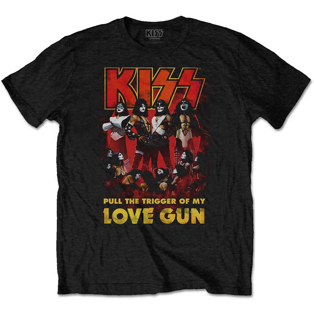 Tričko Kiss - Love Gun Glow, Unisex,Čierna,M
