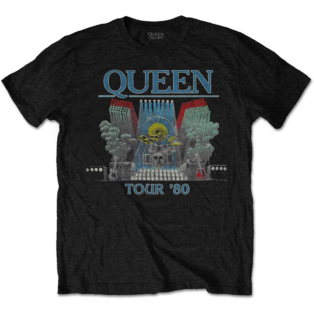 Tričko Queen - Tour '80, Unisex,Čierna,XXL