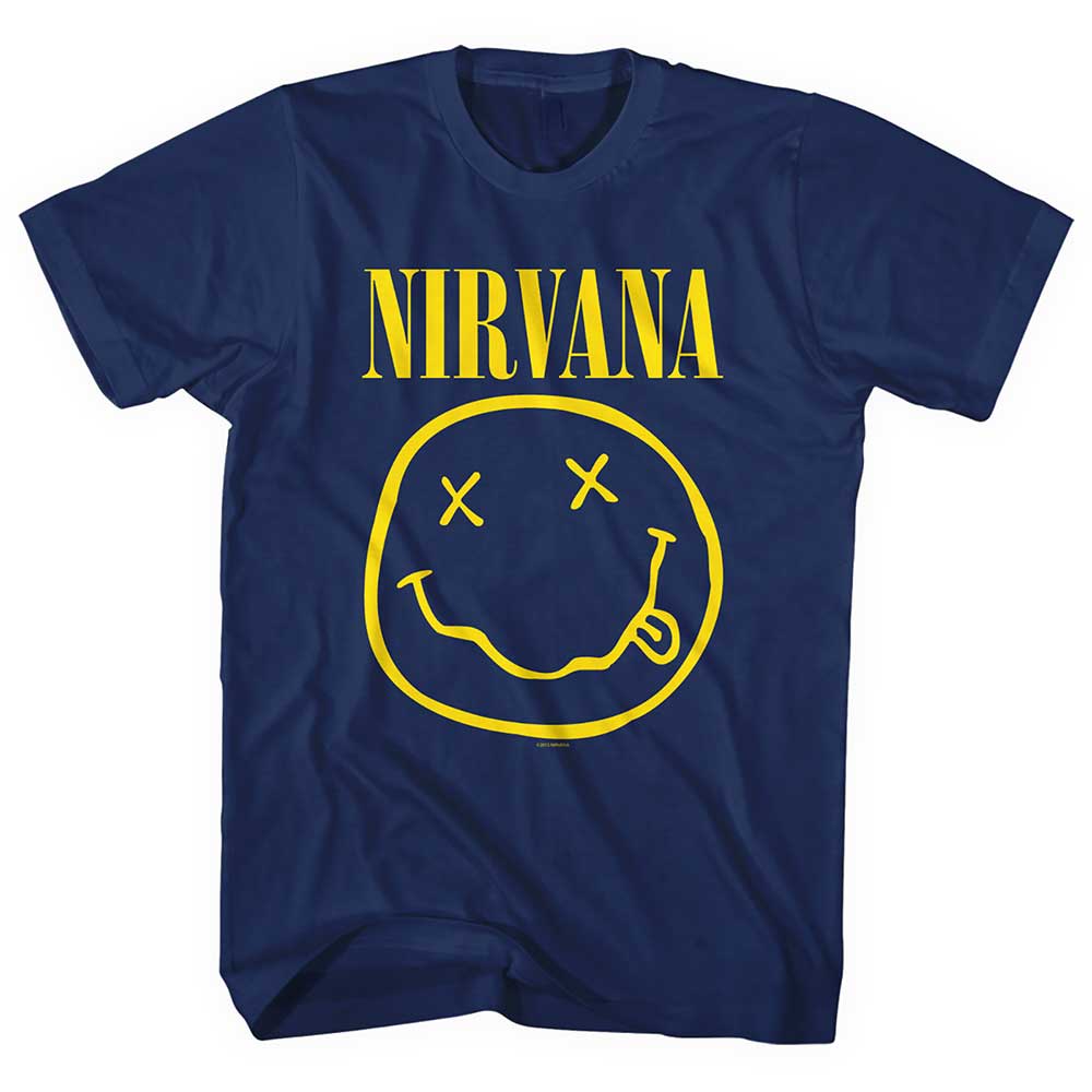 Tričko Nirvana - Yellow Smiley, Unisex,Modrá,XXL