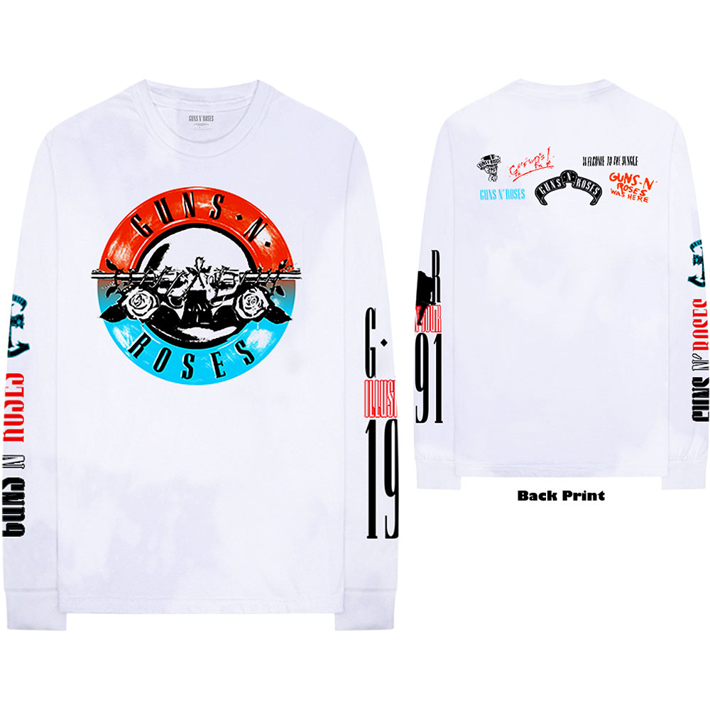 Tričko s dlhým rukávom Guns N’ Roses - Motorcross Logo, Unisex,Biela,XXL