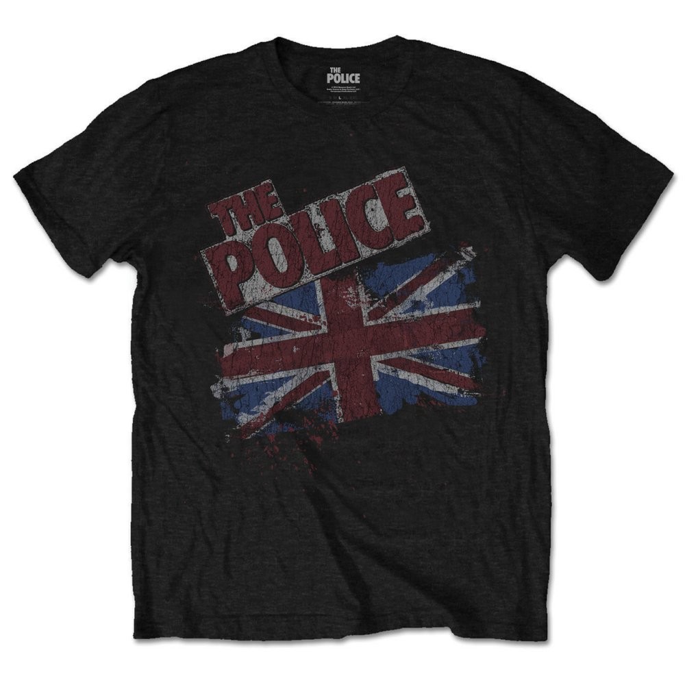 Tričko The Police - Vintage Flag, Unisex,Čierna,XXL