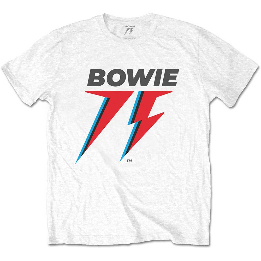 Tričko David Bowie - 75th Logo, Unisex,Biela,XXL