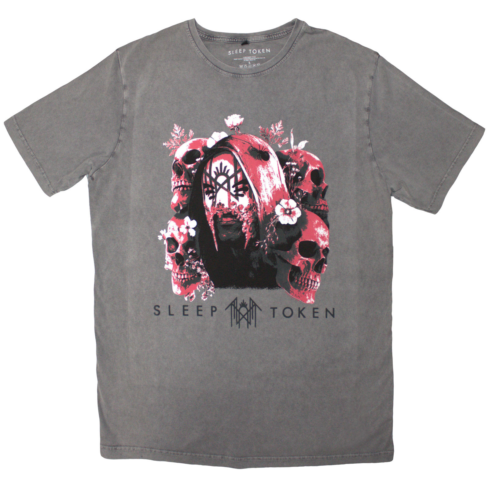 Tričko Sleep Token - Skulls & Flowers, Unisex,Šedá,XXL