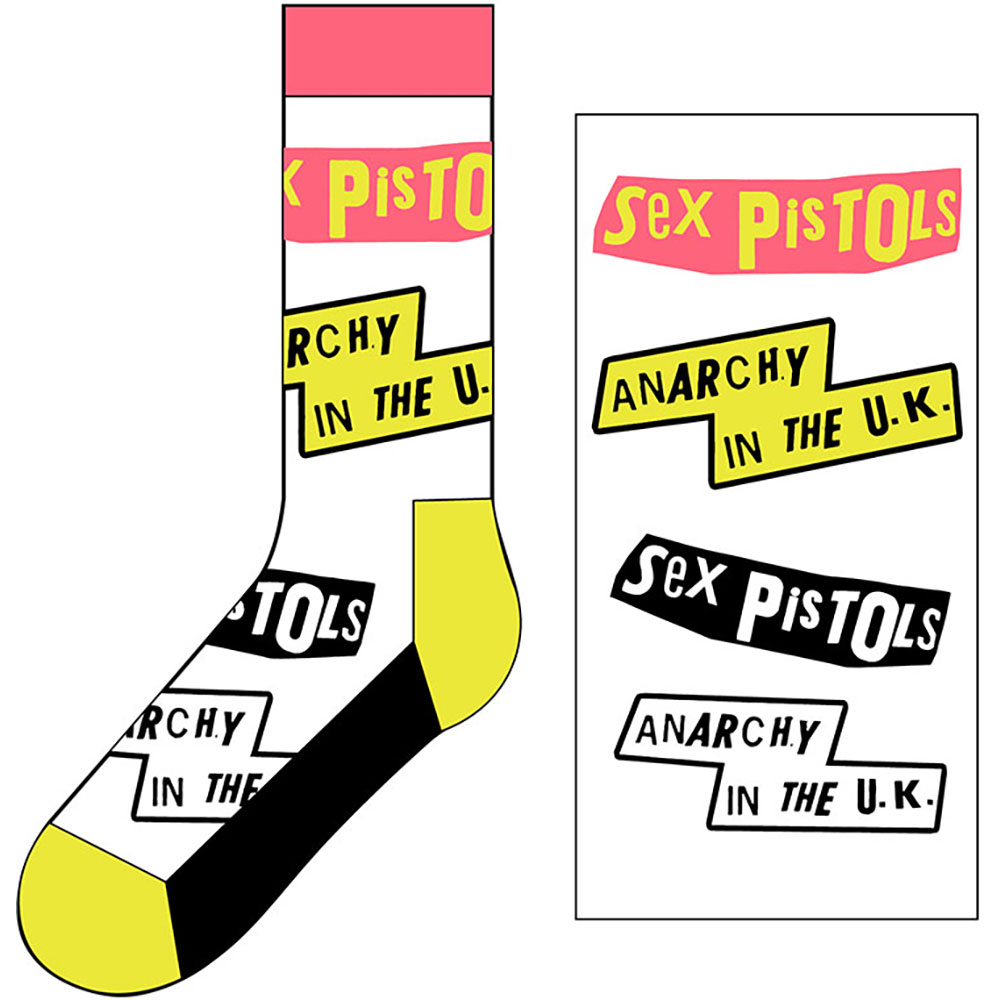 Ponožky Sex Pistols - Anarchy In The UK, Unisex,Biela,UK 7 - 11