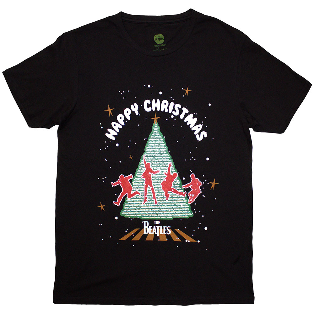 Tričko The Beatles - Christmas Tree, Unisex,Čierna,XL
