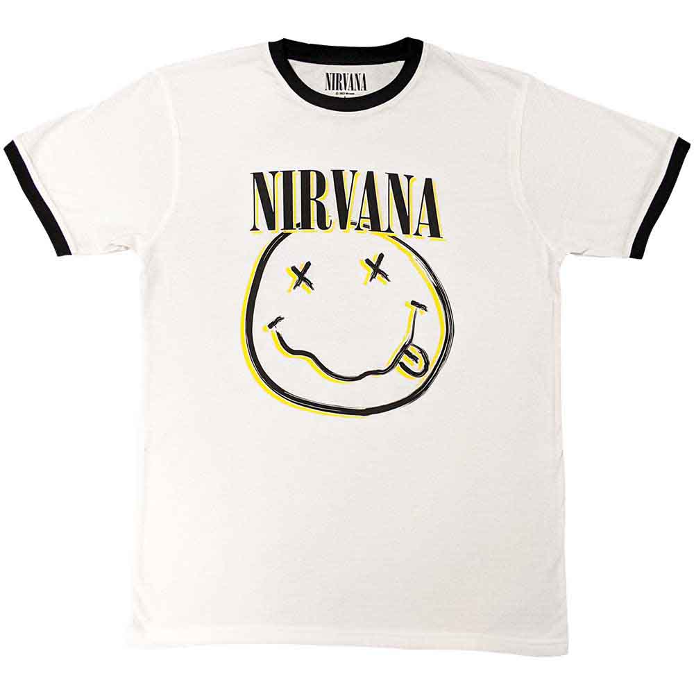 Tričko Nirvana - Double Happy Face, Unisex,Biela,XXL