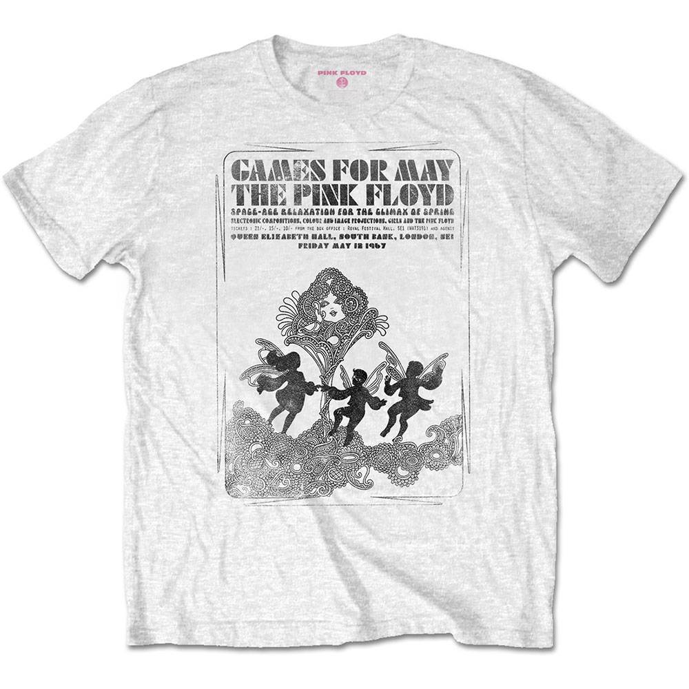 Tričko Pink Floyd - Games For May B&W, Unisex,Biela,XXL
