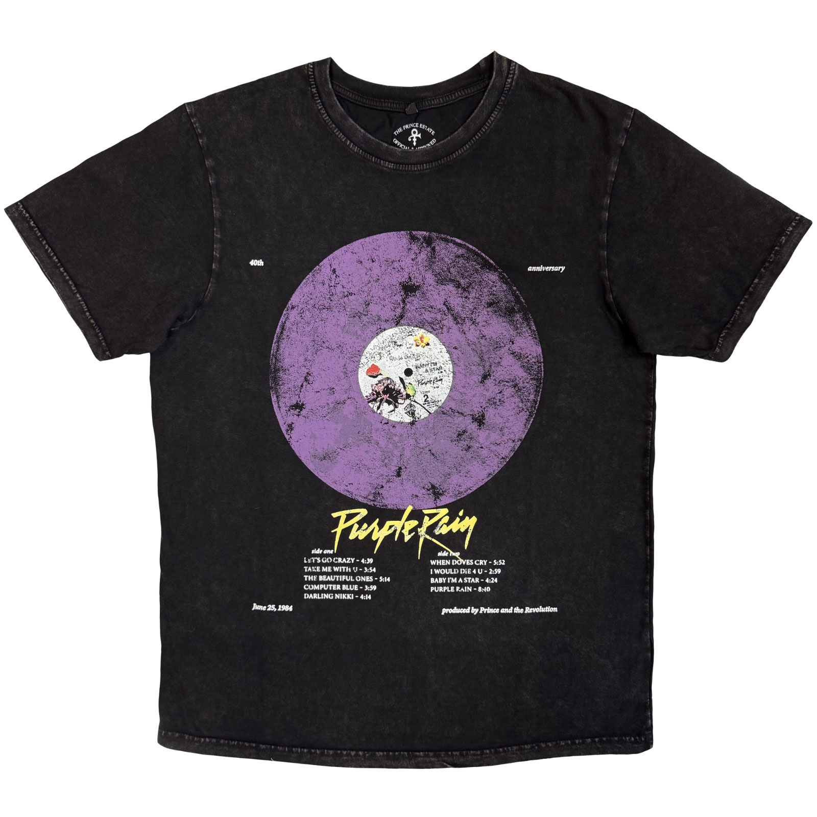 Tričko Prince - Purple Rain Disc, Unisex,Čierna,XL