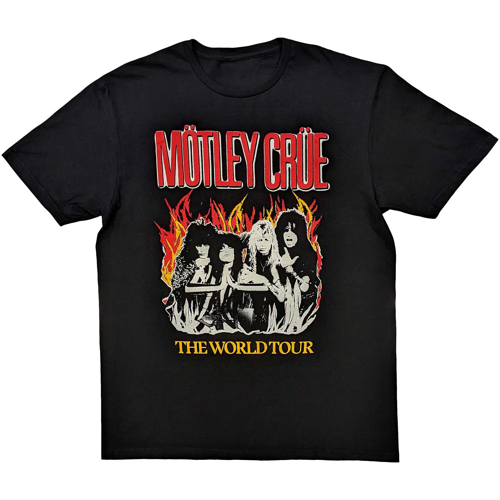 Tričko Motley Crue - Vintage World Tour Flames, Unisex,Čierna,S