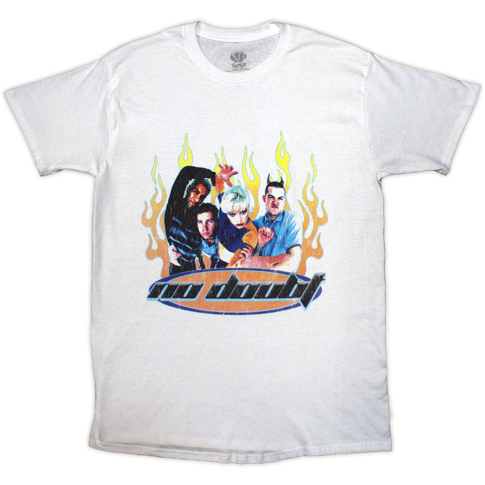 Tričko No Doubt - Flames, Unisex,Biela,XXL