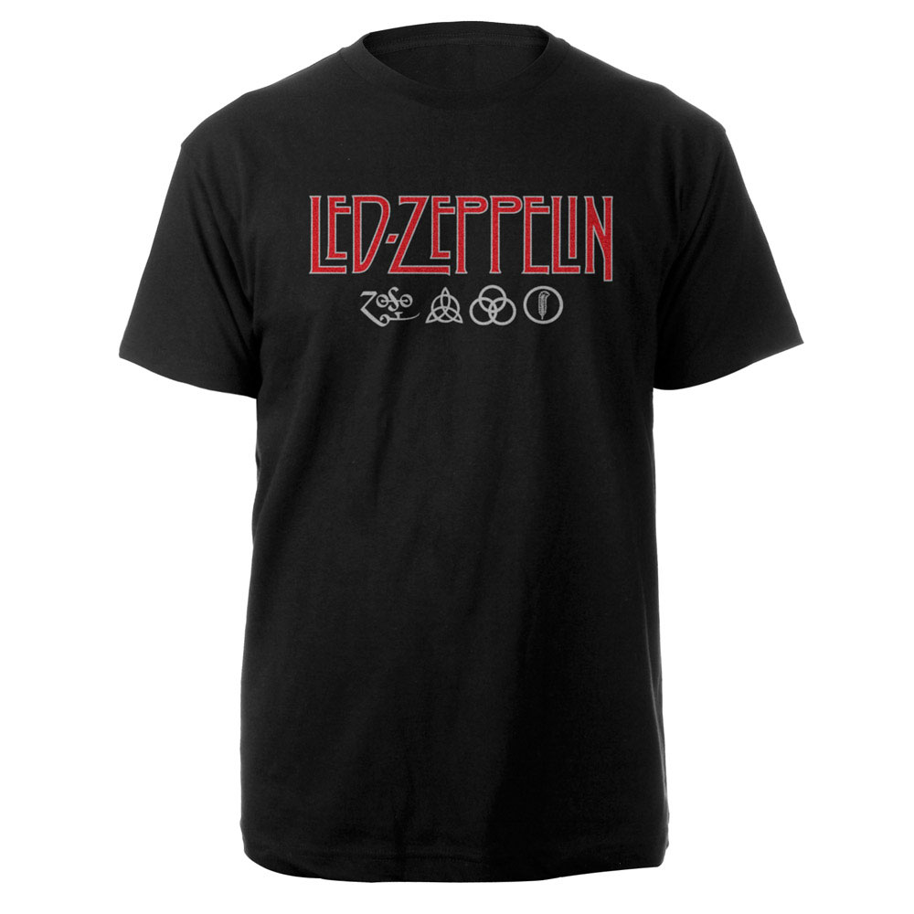 Tričko Led Zeppelin - Logo & Symbols, Unisex,Čierna,XXL