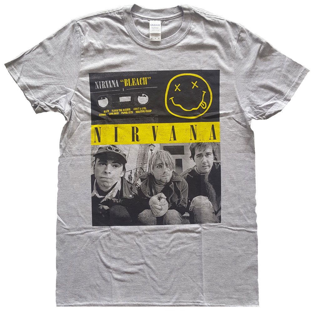 Tričko Nirvana - Bleach Cassettes, Unisex,Šedá,XXL