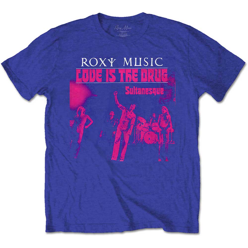 Tričko Roxy Music - Love Is The Drug, Unisex,Modrá,XXL