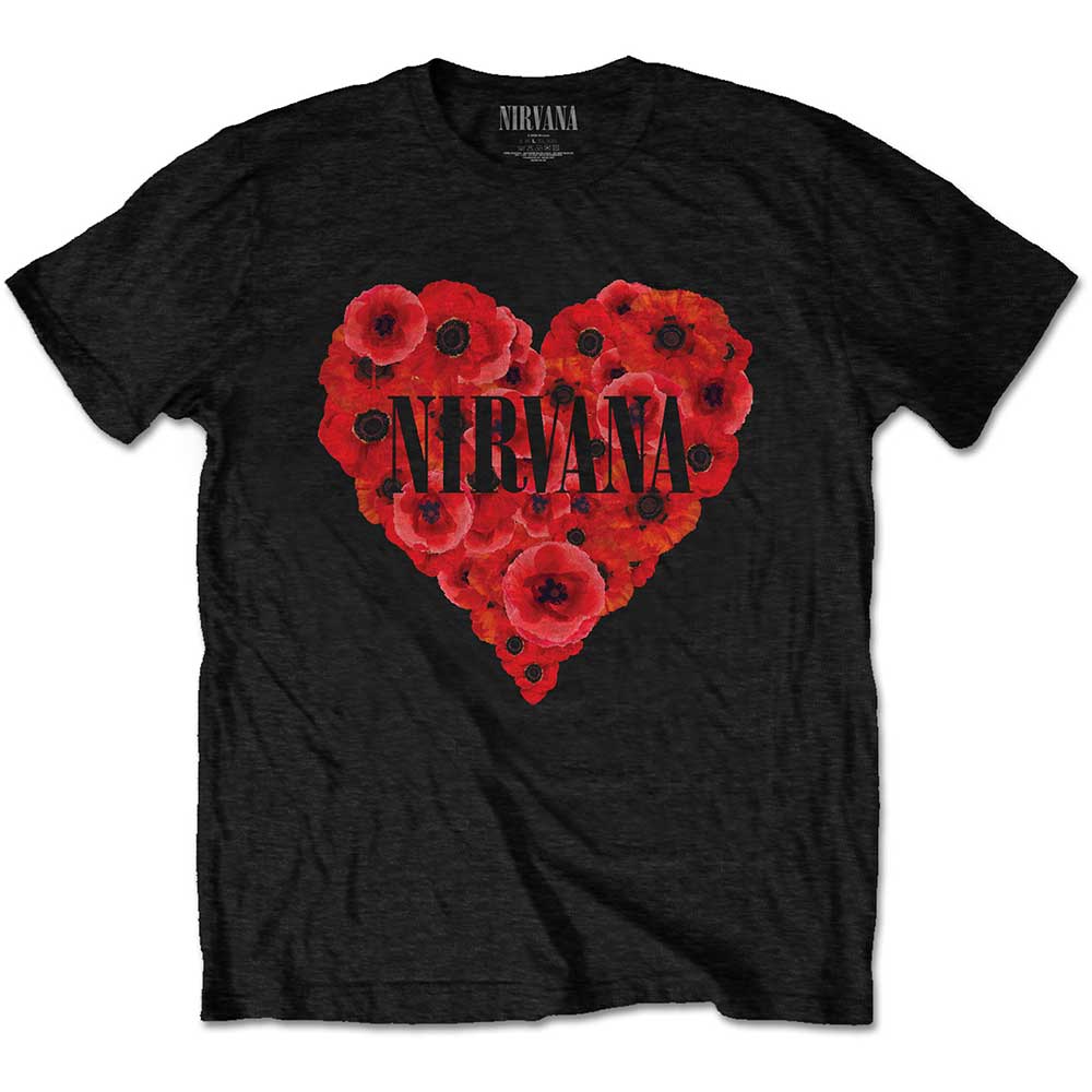 Tričko Nirvana - Poppy Heart, Unisex,Čierna,XXL