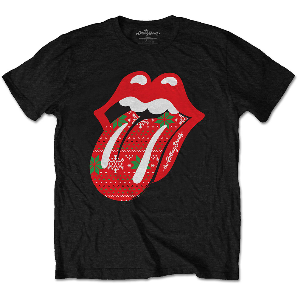 Tričko The Rolling Stones - Christmas Tongue, Unisex,Čierna,XXL