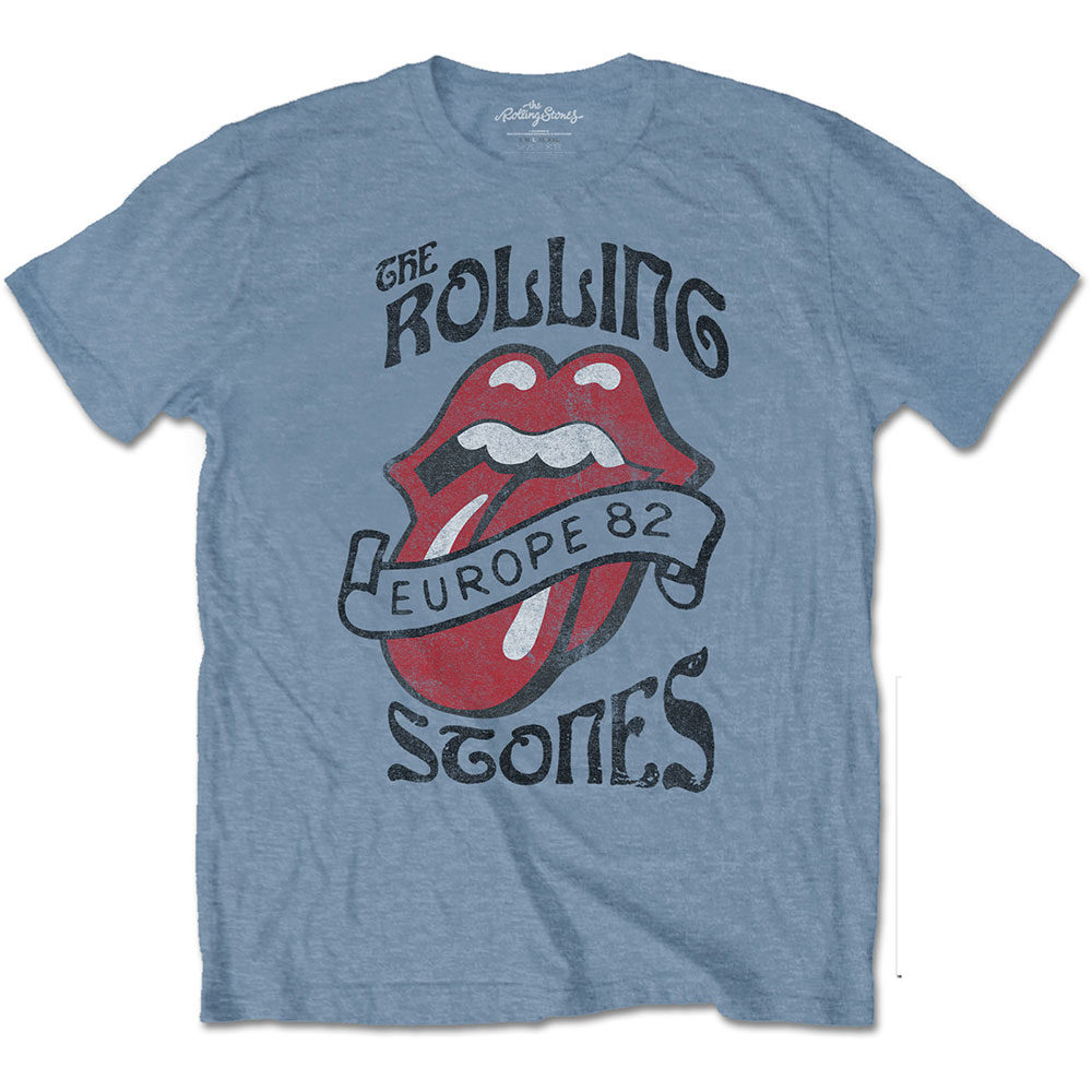 Tričko The Rolling Stones - Europe '82 Tour, Unisex,Modrá,XL