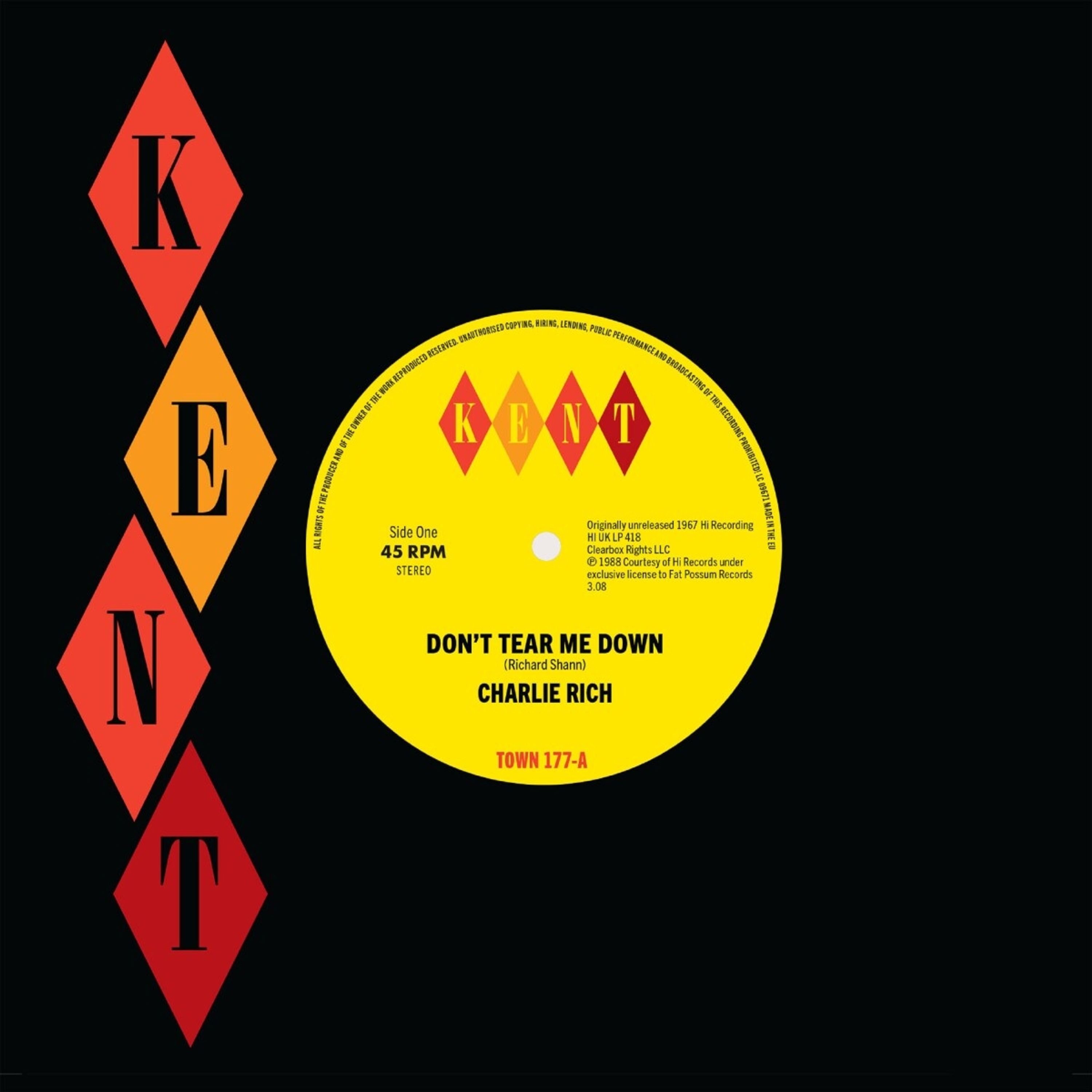 Vinyl Charlie Rich - 7-DON'T TEAR ME DOWN / HOTELS, MOTELS