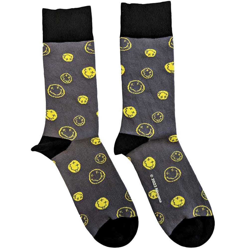 Ponožky Nirvana - Mixed Happy Faces, Unisex,Šedá,UK 7 - 11