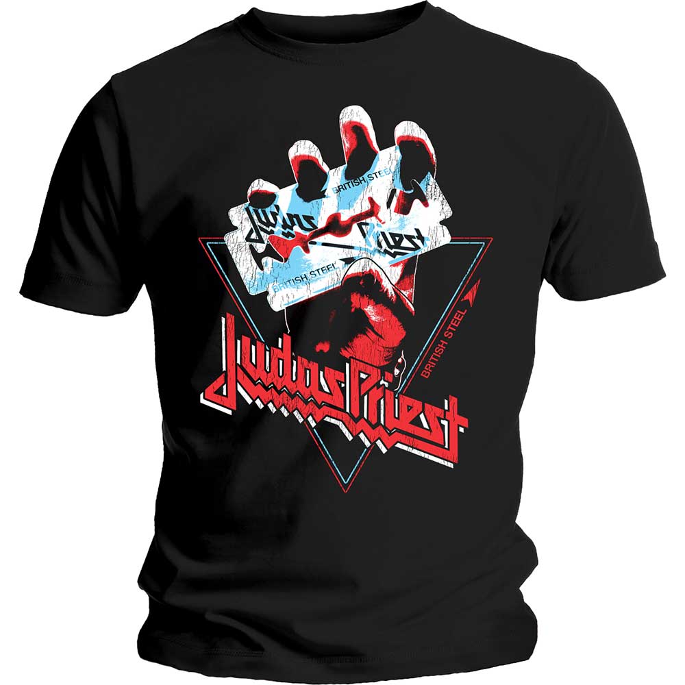 Tričko Judas Priest - British Steel Hand Triangle, Unisex,Čierna,L