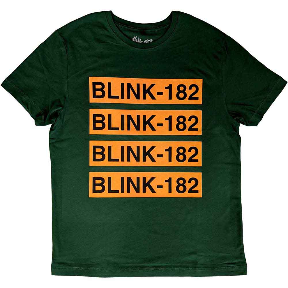 Tričko Blink 182 - Logo Repeat, Unisex,Zelená,XXL
