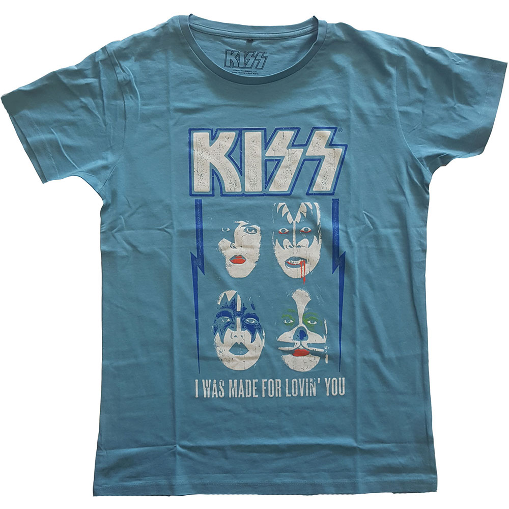 Tričko Kiss - Made For Lovin' You, Unisex,Modrá,L