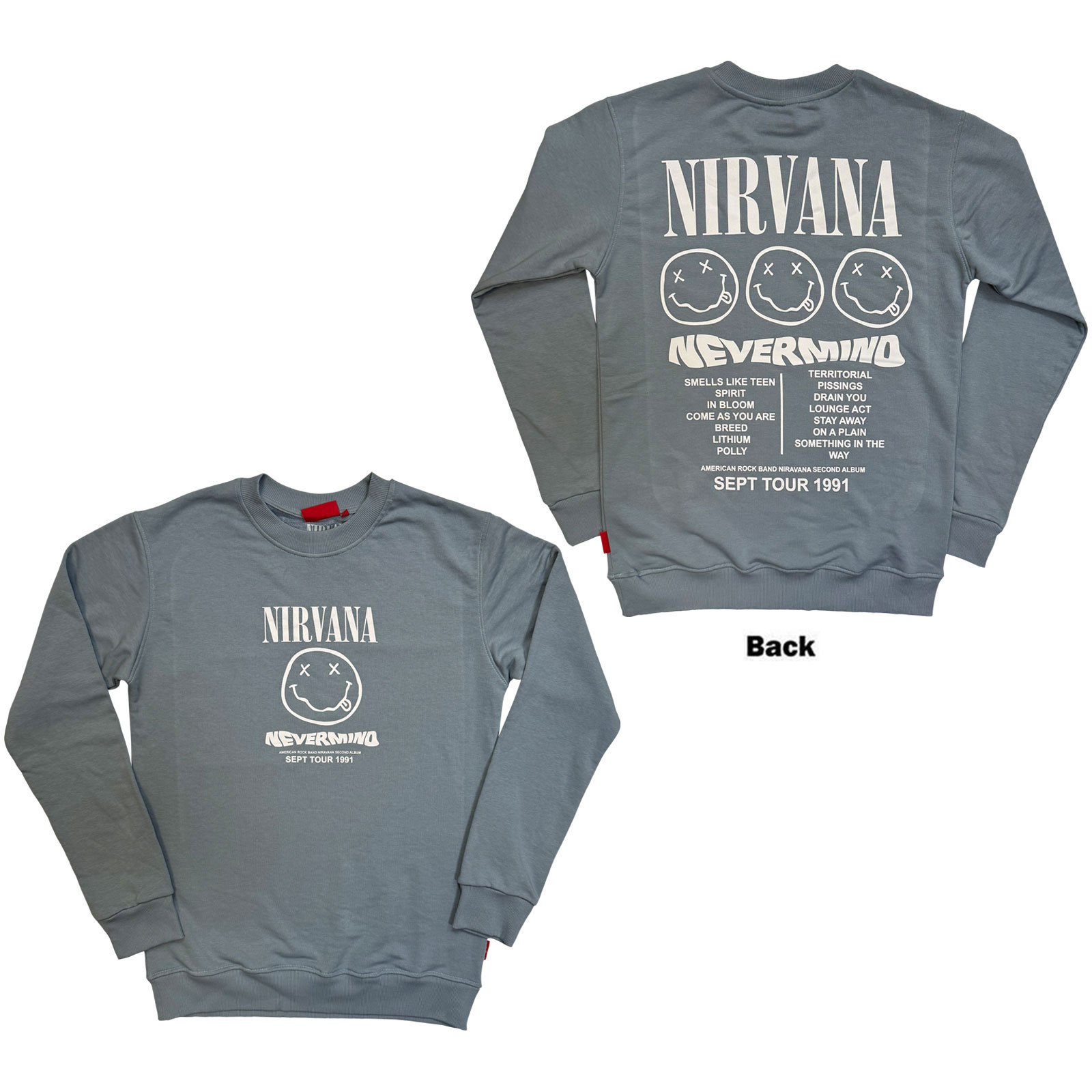 Crewneck Nirvana - Unisex Unplugged Sweatshirt: Nevermind Tour 1991 (Blue) (Back Print), Unisex,Modrá,XXL